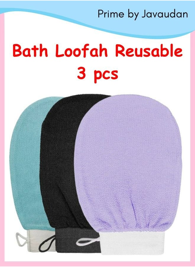 Prime by javaudan Bath Loofah Scrub for Removing Dry Dead Skin Cells and Body Cleaning Reusable 3 pcs  - Image 1