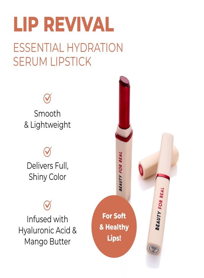 Beauty For Real Lip Revival Essential Hydration Serum Lipstick, Neutral - Lightweight & Hydrating - Contains Hyaluronic Acid, Mango Butter, and Nourishing Plant Oils - Image 2