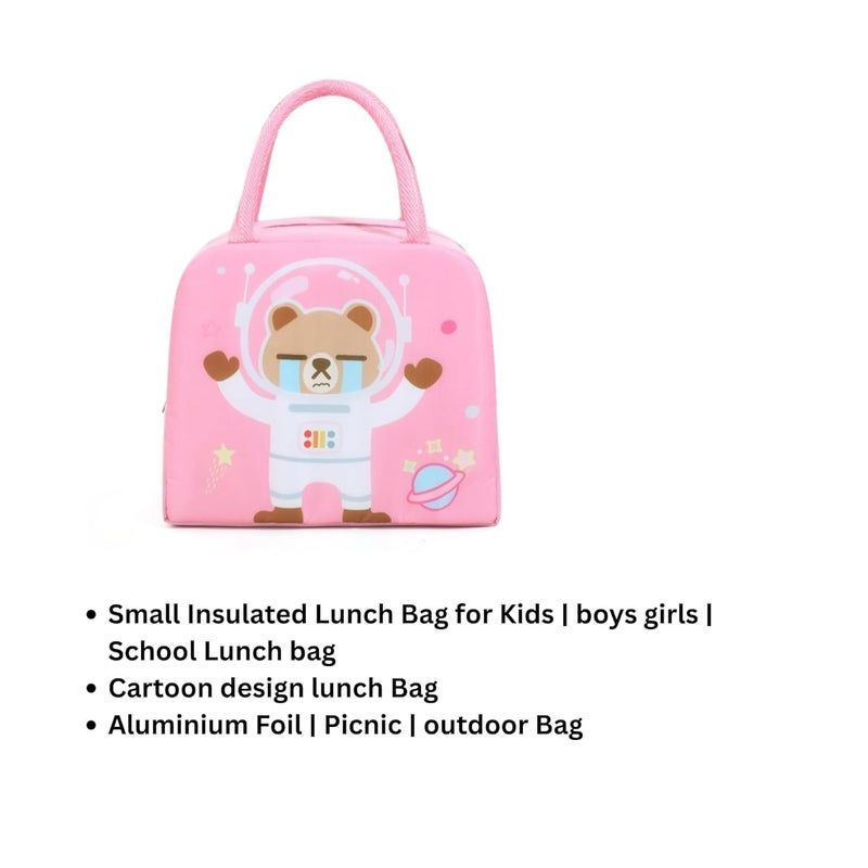 KEETLY Insulated Lunch Bag with Design, 23 cm x 19 cm, Cartoon Design Lunch Bag, Cartoon Design Lunch for Kids, Girls, Boys, Picnic Bags Thermal Insulated Bags, Easy to wash Bags. (Pink Astronaut) - Image 2