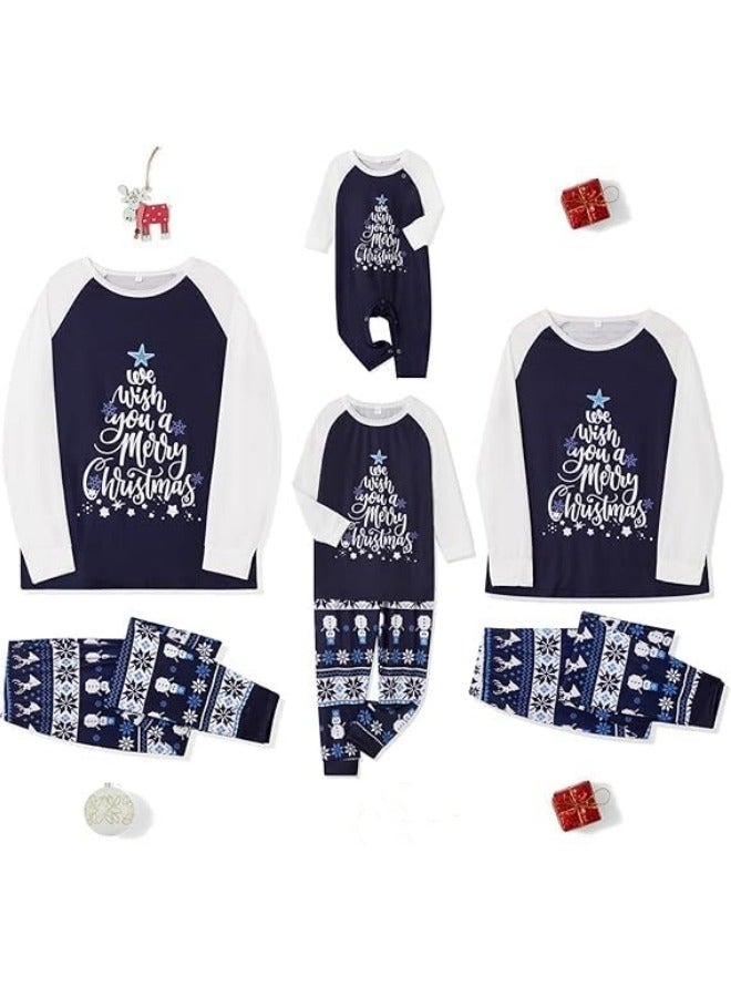CCOVERY Matching Family Pajamas Sets Holiday Long Sleeve Festival Pajamas Round Neck Print Xmas Pjs Matching Set Casual Soft Home Sleepwear Loungewear - Image 2