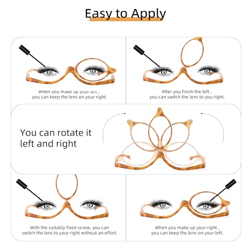 JM 2 Pairs Makeup Reading Glasses Magnifying Flip Down Cosmetic Readers for Women with Spring Hinge +3.0 - Image 3