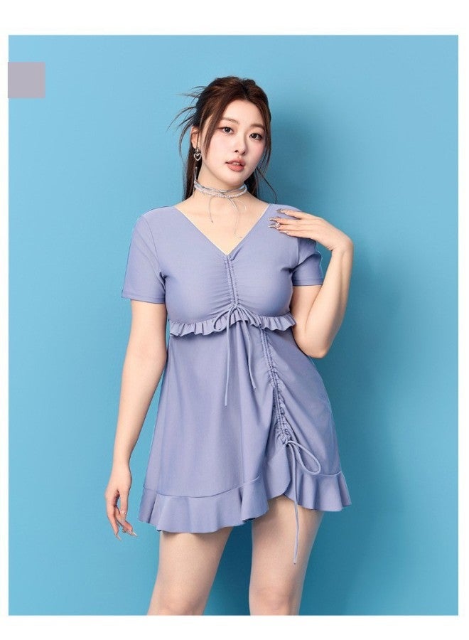 Plus-size Swimsuit For Women, Tummy-concealing, Slimming, Large Bust, Conservative, Loose Fit, Plus-size