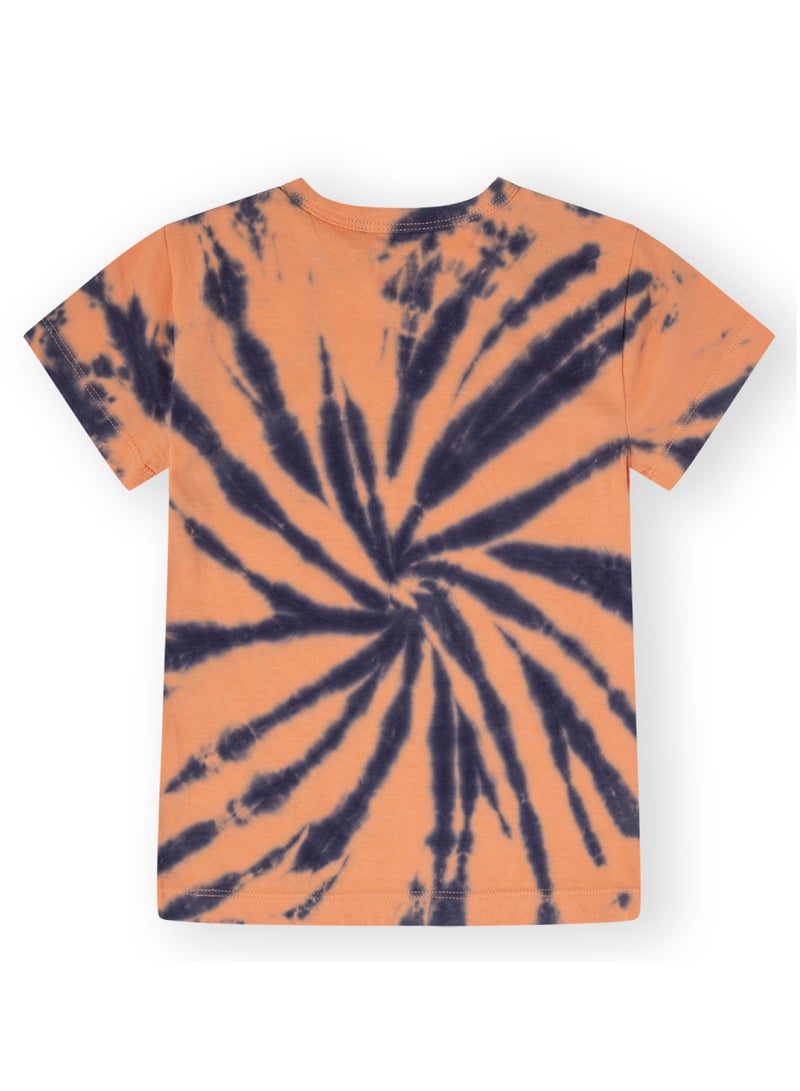 CANADA HOUSE Soft and Comfortable Orange Blue Tie-Dye 100% Organic Cotton T-shirt for Boys  - Image 2