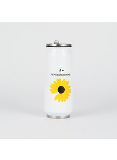 Stainless Steel Cola Can Insulated Cup with Straw chrysanthemum white