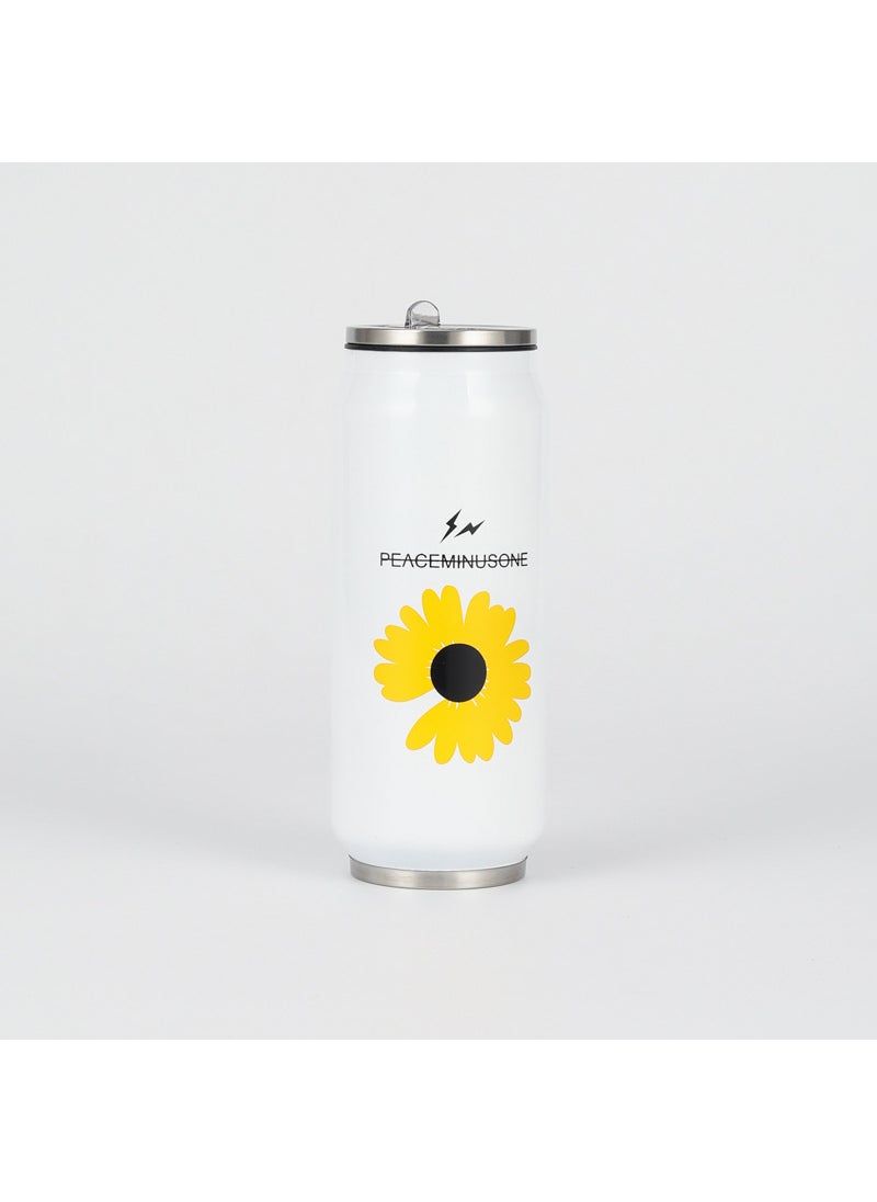 Generic - Stainless Steel Cola Can Insulated Cup with Straw chrysanthemum white - Image 1