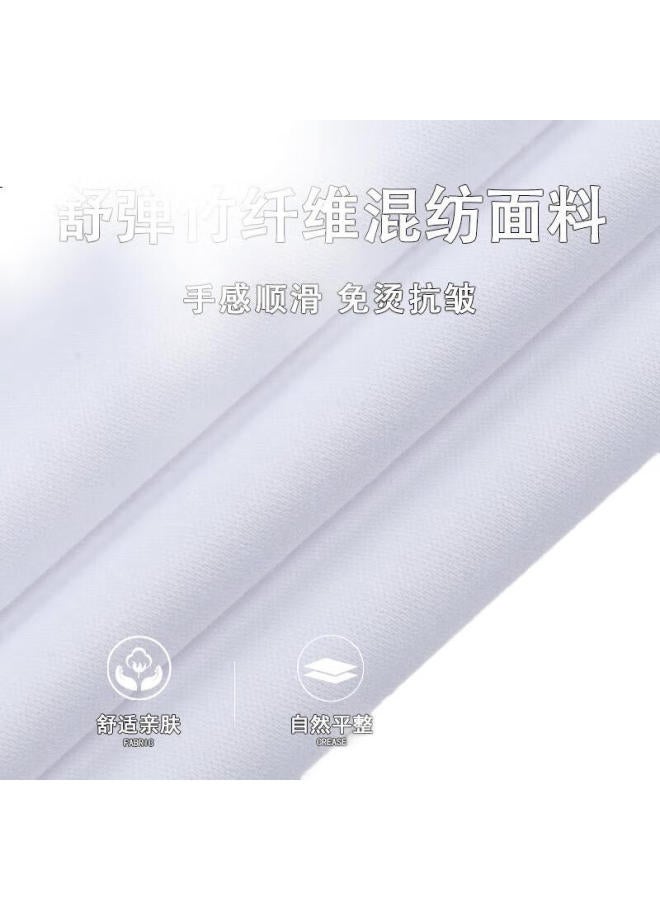 FIRS Men'S Long Sleeve Bamboo Fiber Shirt New Casual Business Formal Wrinkle-Resistant Non-Iron Shirt White 43 - Image 1