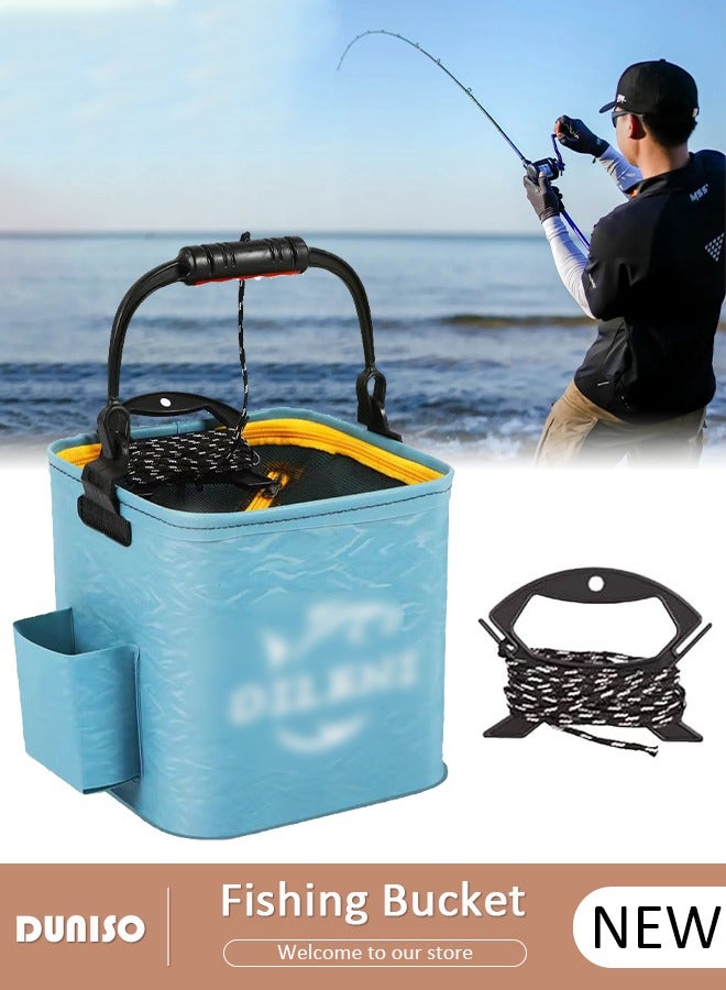 DUNISO Portable Fishing Bucket, Large Capacity Fishing Bait Bucket with Double Zipper and Handle, Outdoor Camping Eva Fishing Bag and Fish Protection Bucket, Multifunctional Live Fish Container for Storing Live Fish and Fresh Fish Bait - Image 1