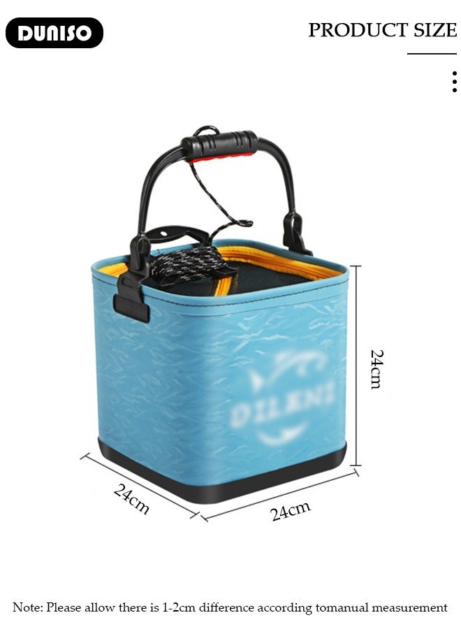 DUNISO Portable Fishing Bucket, Large Capacity Fishing Bait Bucket with Double Zipper and Handle, Outdoor Camping Eva Fishing Bag and Fish Protection Bucket, Multifunctional Live Fish Container for Storing Live Fish and Fresh Fish Bait - Image 4