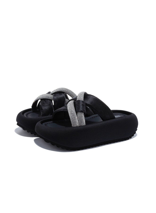 SAFIYA Saturday Beach Sandals Women 2025 Summer Fashion Rhinestone Versatile Platform Resort Style Flip Flops - Image 5