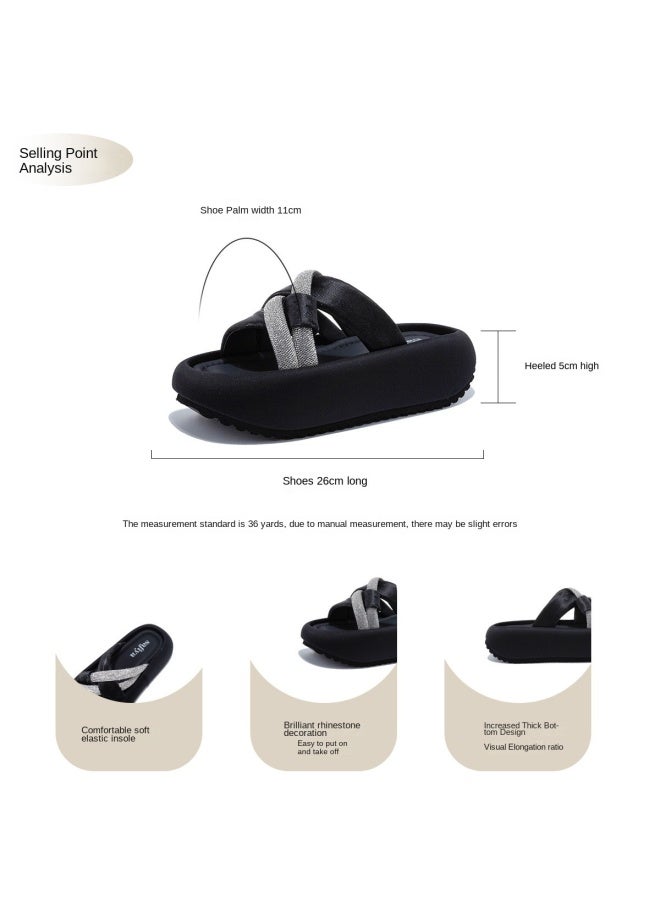 SAFIYA Saturday Beach Sandals Women 2025 Summer Fashion Rhinestone Versatile Platform Resort Style Flip Flops - Image 3