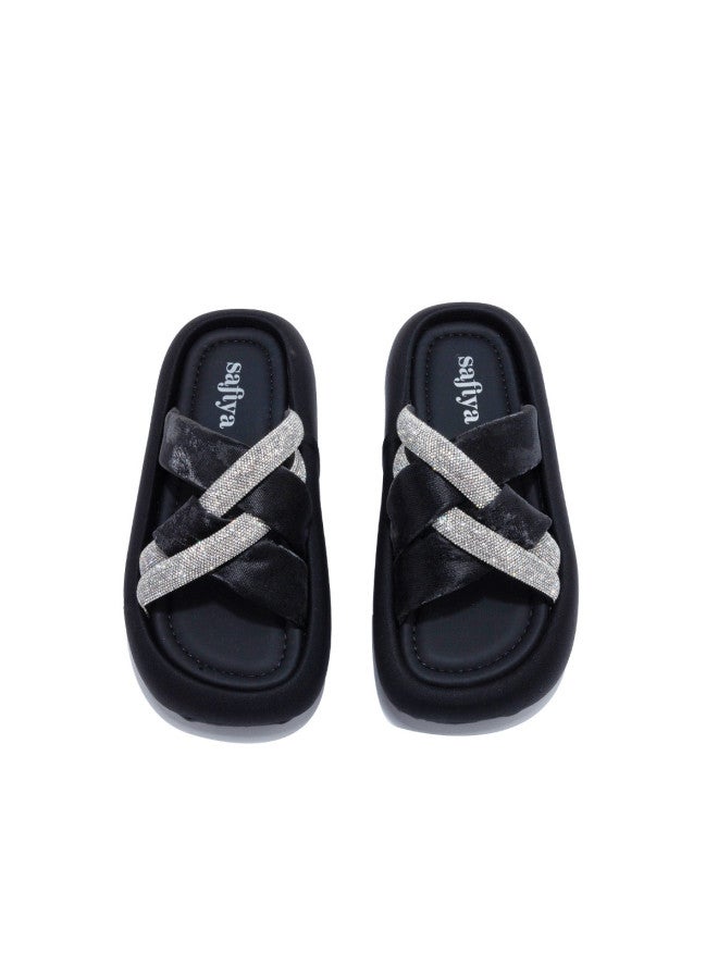 SAFIYA Saturday Beach Sandals Women 2025 Summer Fashion Rhinestone Versatile Platform Resort Style Flip Flops - Image 4