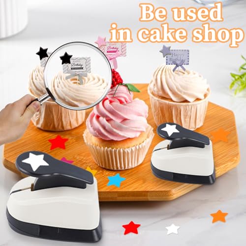 HKKYO Star Hole Punch, Star Punch, Star Paper Punch, Star Hole Puncher, Star Puncher for Crafts, Star Lever Punch, 1 inch Craft Punch, 5/8 inch Hole Punch Shape, 3/8 inch Paper Punch for Crafting - Image 3