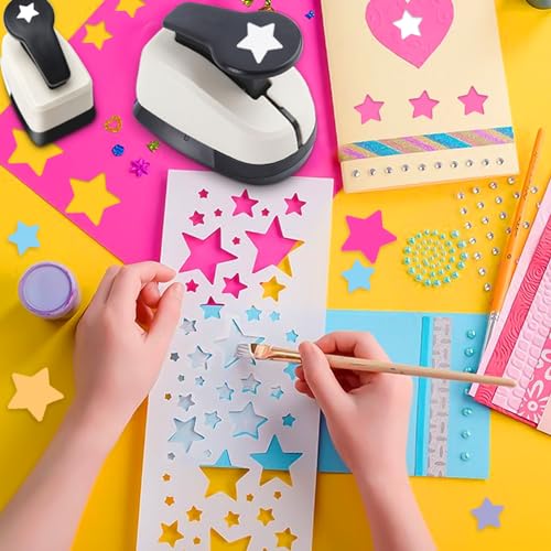 HKKYO Star Hole Punch, Star Punch, Star Paper Punch, Star Hole Puncher, Star Puncher for Crafts, Star Lever Punch, 1 inch Craft Punch, 5/8 inch Hole Punch Shape, 3/8 inch Paper Punch for Crafting - Image 2