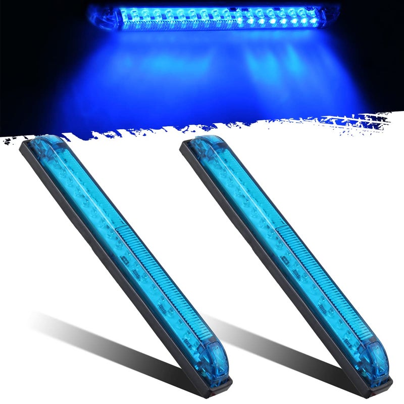 Partsam 2pcs Blue - 18LED 8" Utility Strip Light Bar Auto Marker Light 12V Low Current Draw