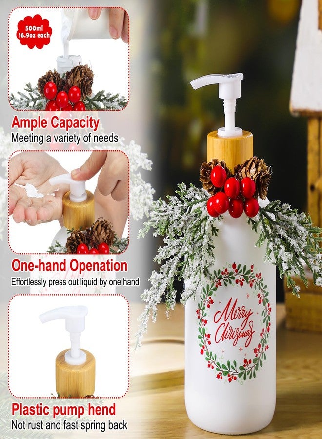 Rtteri 2 Pcs Christmas Soap Dispenser 2 Pcs Red Berry Branch Decoration Bathroom Hand Soaps Dispenser Kitchen Christmas Decoration Cute Soap Pump for Farmhouse Indoor Bathroom Decor - Image 3