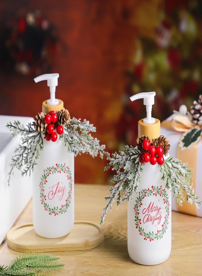 Rtteri 2 Pcs Christmas Soap Dispenser 2 Pcs Red Berry Branch Decoration Bathroom Hand Soaps Dispenser Kitchen Christmas Decoration Cute Soap Pump for Farmhouse Indoor Bathroom Decor - Image 1