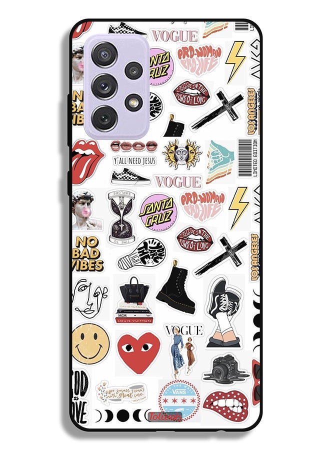 Tolwak Samsung Galaxy A72 5G Protective Case Cover No Bad Vibes Stickers - Image 1