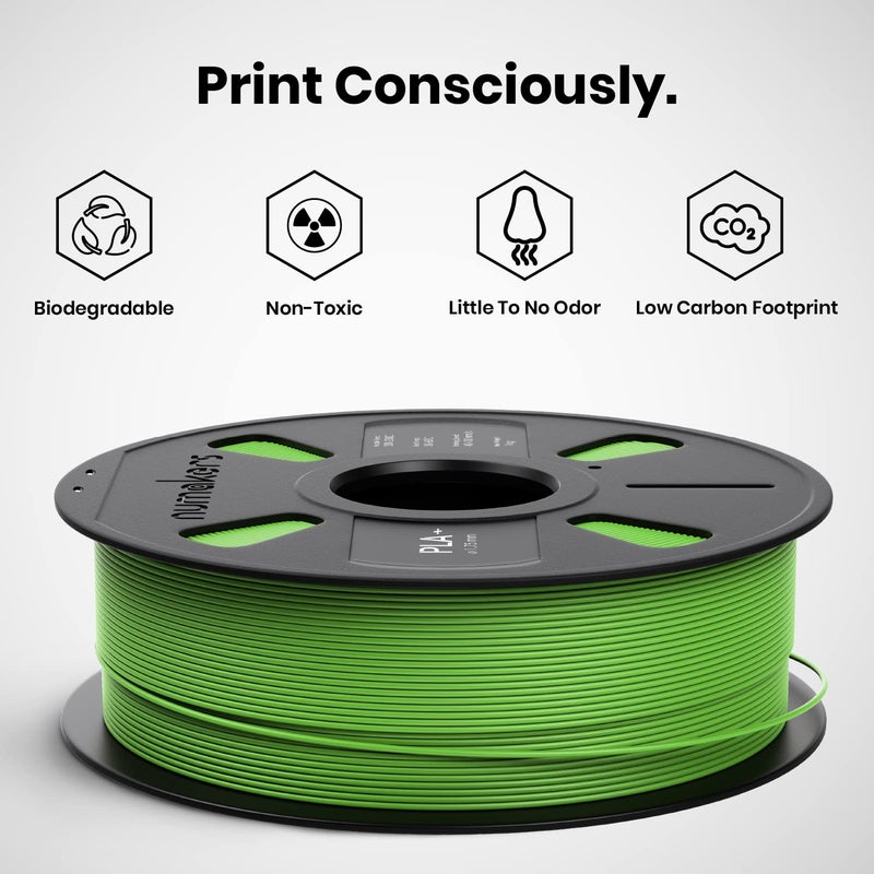 NUMAKERS PLA+ 3D Printer Filament, 1.75mm, Dimensional Accuracy +/- 0.03 mm, 1 kg Spool (2.2 lbs), Compatible with Most FDM Printers (Grass Green) - Image 5