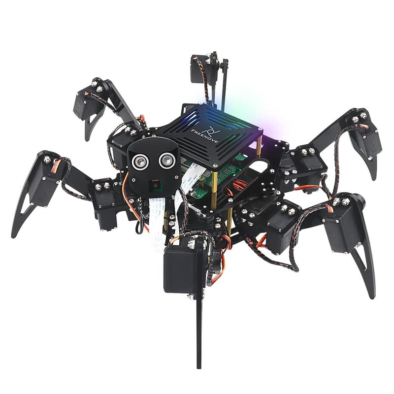 Freenove Big Hexapod Robot Kit for Raspberry Pi 5 4 B 3 B Zero 2 W Walking Self Balancing Face Recognition Ultrasonic Ranging App Control Camera Servo Raspberry Pi NOT Included