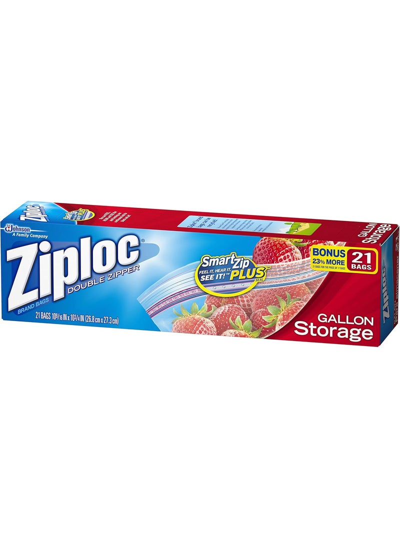 Ziploc Ziploc Double Zipper Storage Bags 1 gal 175 mil 96 x 121 Clear 19 BagsBox 12 BoxesCarton  - Image 2