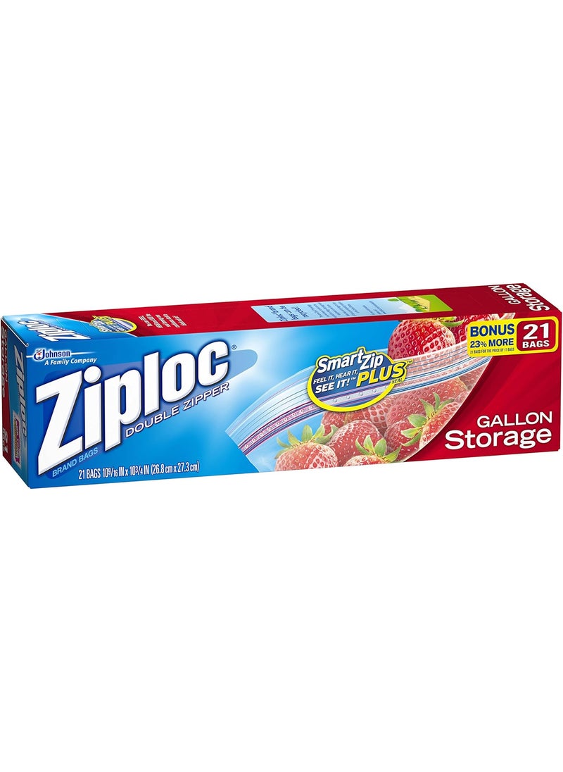 Ziploc Ziploc Double Zipper Storage Bags 1 gal 175 mil 96 x 121 Clear 19 BagsBox 12 BoxesCarton  - Image 3