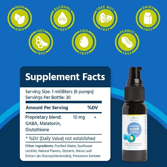 Core Med Science Liposomal Oral Sleep Spray Formula, 1 Fl Oz - Melatonin Spray Supports Restful & Quality Sleep & Relaxation - Glutathione, Melatonin, & GABA for Adults - Image 3