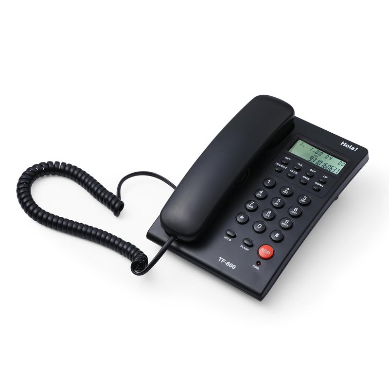 HOLA هاتف أرضي قابل للتعليق على الحائط TF-600 CLI مع معرف المتصل لمكتب الإنتراكم و EPABX (أسود) - Image 4