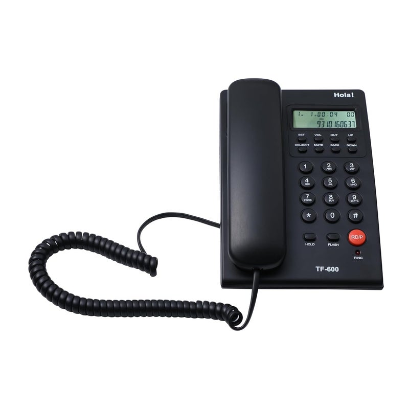 HOLA هاتف أرضي قابل للتعليق على الحائط TF-600 CLI مع معرف المتصل لمكتب الإنتراكم و EPABX (أسود) - Image 3