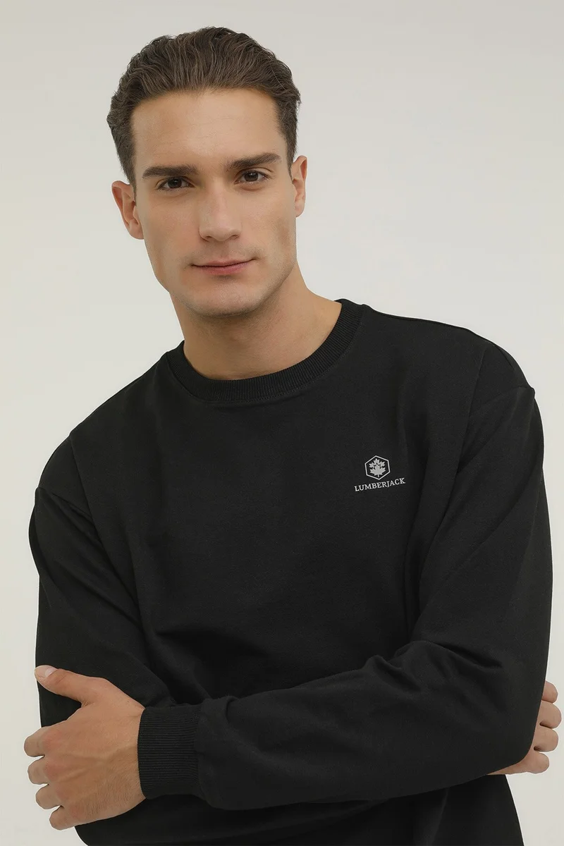 لامبرجاك M-SN75 Basic C Neck Sweat Black Men's Sweatshirt