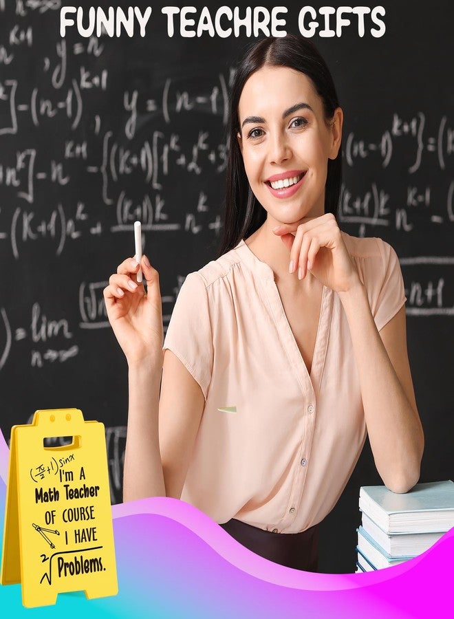 MAMAGIFTREE لافتة مكتبية مضحكة لمعلم الرياضيات - "بالطبع لديّ مشاكل" - ديكور أصفر بنمط تحذيري للفصل الدراسي أو المكتب - هدية طريفة للأساتذة والمعلمين أو زملاء العمل المهووسين بالرياضيات - Image 2