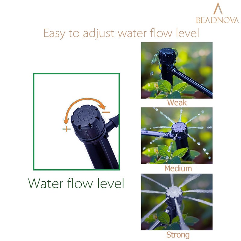 BEADNOVA بياد نوفا قطارات الري 50 قطعة موزعات قطرة لري 14 بوصة رشاش ري 360 درجة رشاش ميكرو رؤوس قطرة قابلة للتعديل لحديقة فناء حديقة - Image 4