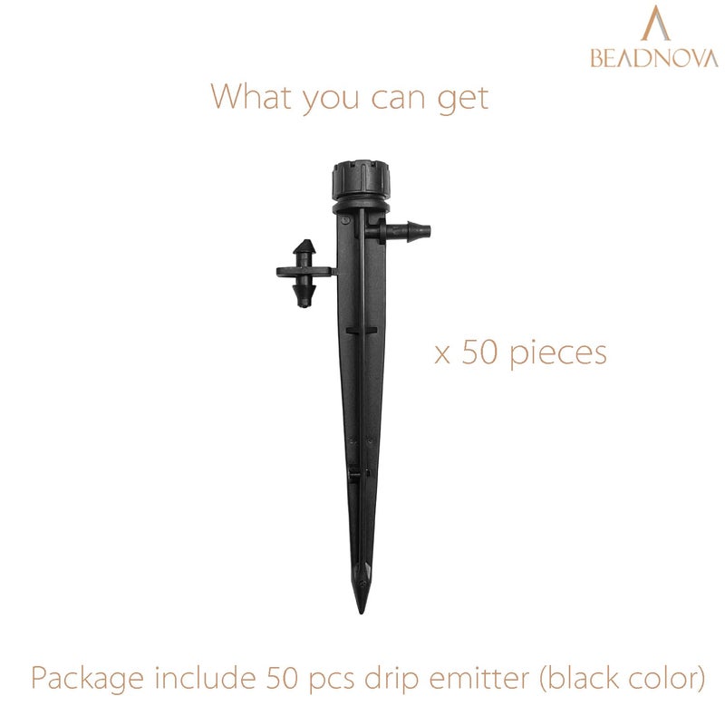 BEADNOVA بياد نوفا قطارات الري 50 قطعة موزعات قطرة لري 14 بوصة رشاش ري 360 درجة رشاش ميكرو رؤوس قطرة قابلة للتعديل لحديقة فناء حديقة - Image 3