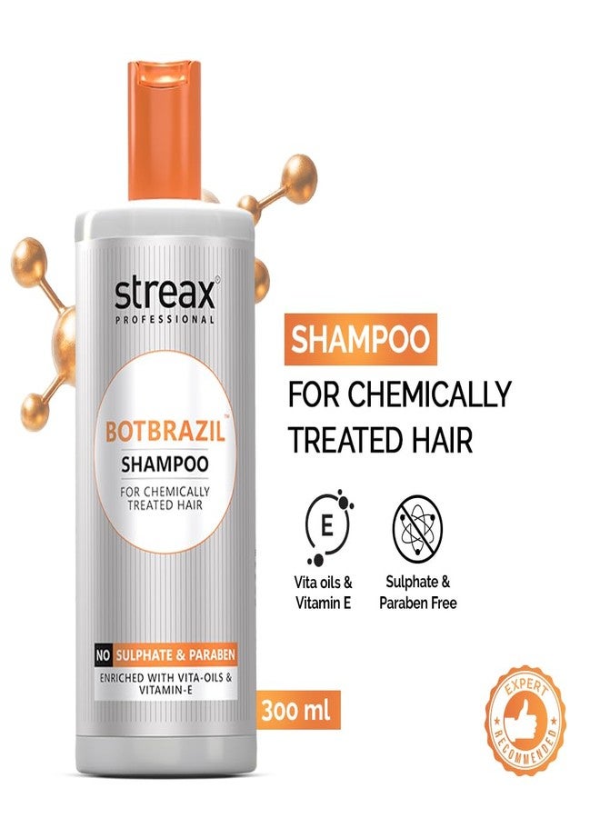 Streax Professional BotBrazil Shampoo,300 ml for Keratin, Nanoplasty, & Smoothening, Sulphate & Paraben-Free Shampoo for Women & Men, Enriched with Vita Oils Nourishes Chemically Treated Hair - Image 2