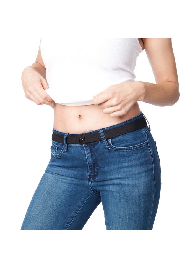 INVISIBELT - No Show Women’S Stretch Belt Adjustable Flat Belt One Size (Black) - Image 1