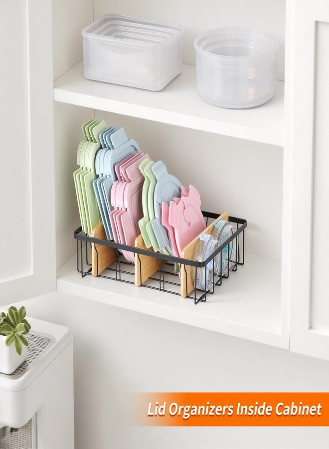 CACHOLIV 2-Pack Adjustable Lid Organizers - Large Kitchen Cabinet Organizer for Food Storage Container and Tumbler Cup Lids with 6 Bamboo Dividers -Organizers in Kitchen/Pantry/Laundry Room(Size:M+L) - Image 5