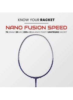Apacs Nano Fusion Speed 722 Graphite Unstrung Badminton Racket with Full Racket Cover | For Intermediate Players | 76 grams | Maximum String Tension - 30lbs  - Image 2