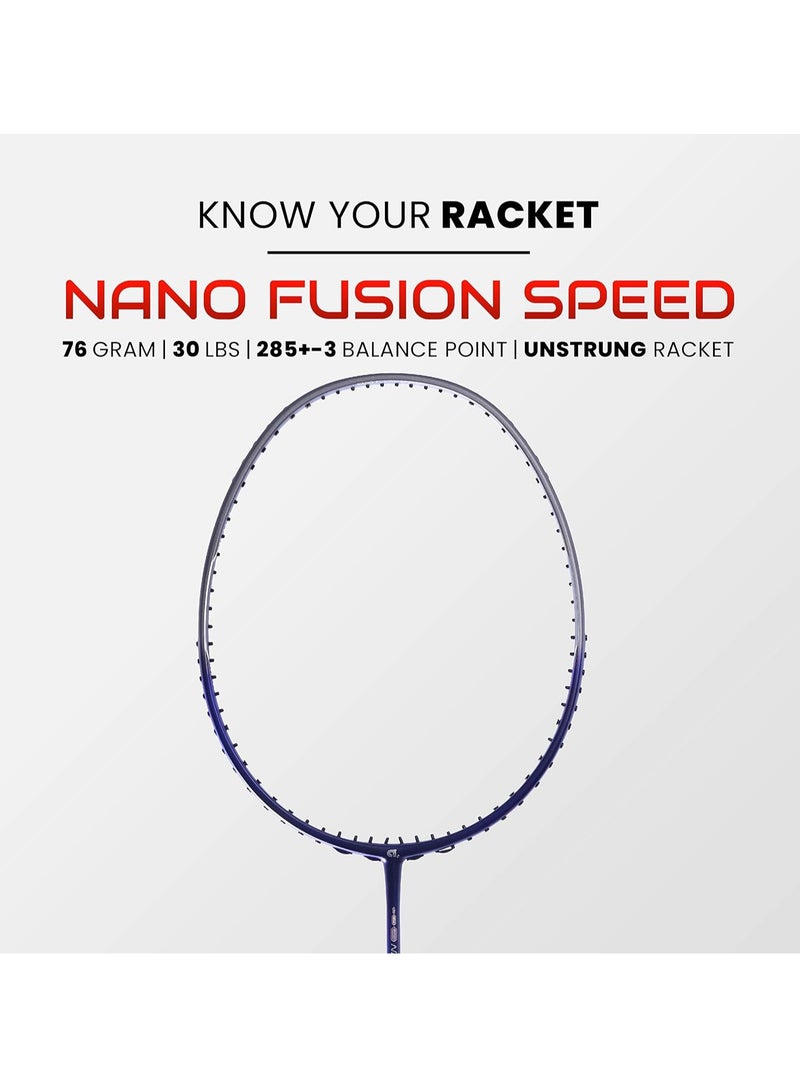 Apacs Nano Fusion Speed 722 Graphite Unstrung Badminton Racket with Full Racket Cover | For Intermediate Players | 76 grams | Maximum String Tension - 30lbs  - Image 2