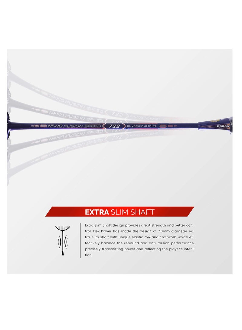 Apacs Nano Fusion Speed 722 Graphite Unstrung Badminton Racket with Full Racket Cover | For Intermediate Players | 76 grams | Maximum String Tension - 30lbs  - Image 4
