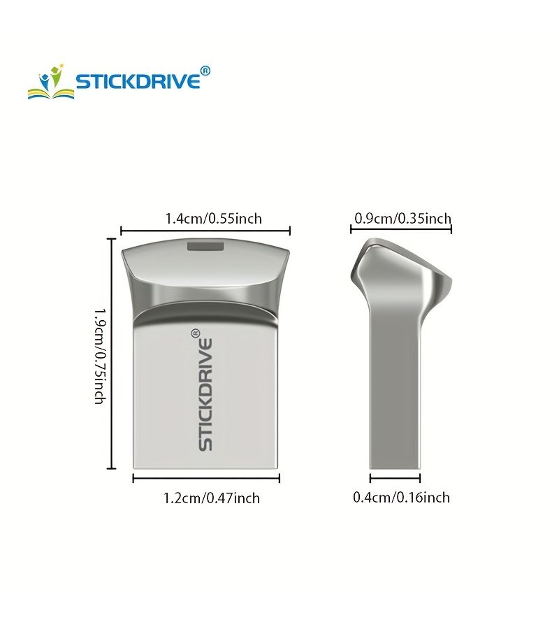 STICKDRIVE USB 2.0 Portable Flash Drive 16GB Snap Pull Cord Sturdy Metal Construction Compact Design for Photos Music Movies Files Compatible Laptops Tablets Machinery Silvery - Image 5