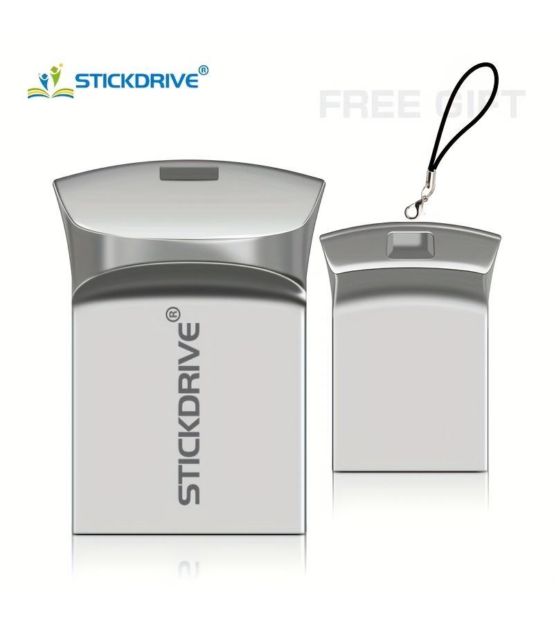 STICKDRIVE USB 2.0 Portable Flash Drive 16GB Snap Pull Cord Sturdy Metal Construction Compact Design for Photos Music Movies Files Compatible Laptops Tablets Machinery Silvery - Image 3