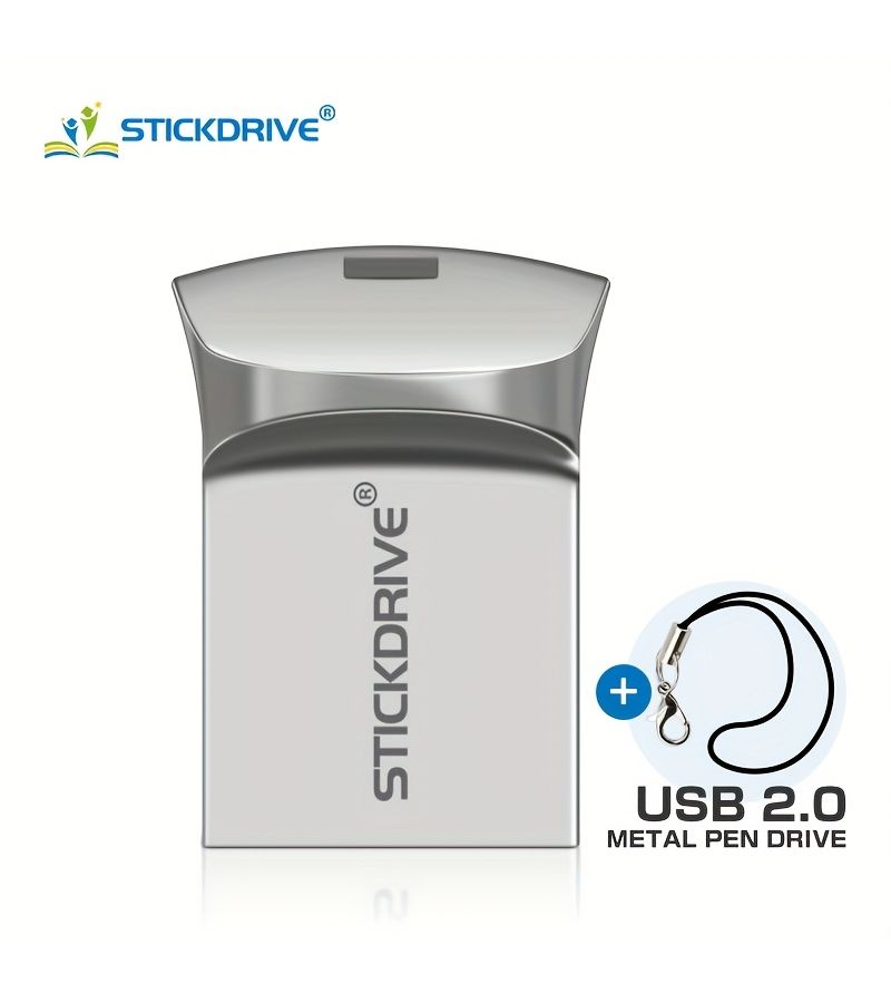 STICKDRIVE USB 2.0 Portable Flash Drive 16GB Snap Pull Cord Sturdy Metal Construction Compact Design for Photos Music Movies Files Compatible Laptops Tablets Machinery Silvery - Image 4