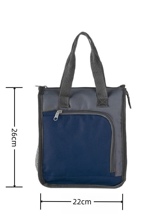 Browning Insulated Bag Ice Bag Cooler Bag Portable Oxford Cloth Lunch Bag Insulated Bag Portable Lunch Box Bag - Blue and Gray  - Image 3