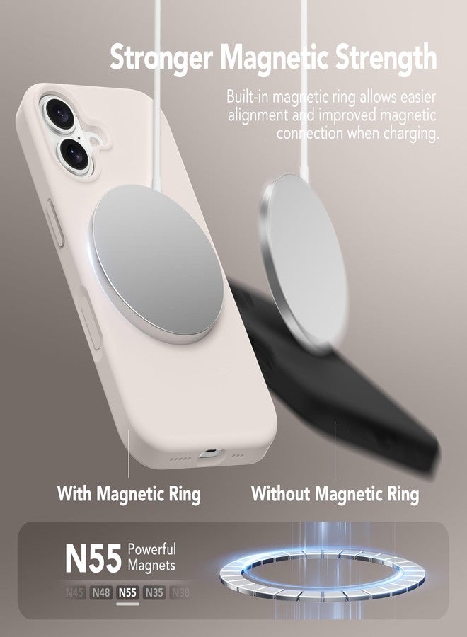 GONEZ Magnetic for iPhone 17 Case, Compatible with MagSafe, [Screen Protector + Camera Lens Protector], Liquid Silicone Anti-Scratch Shockproof Protective Phone Case 6.3 inch, Stone - Image 3