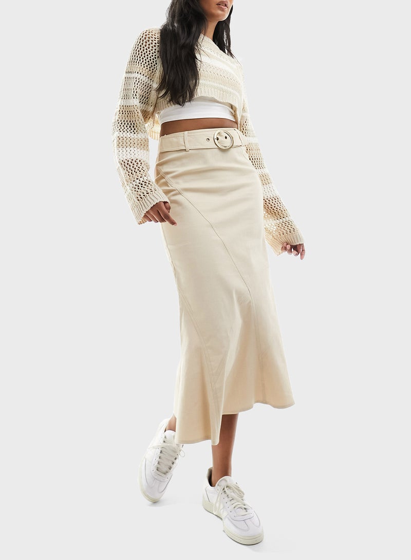 Reclaimed Vintage Belted High Waist Skirt - Image 1