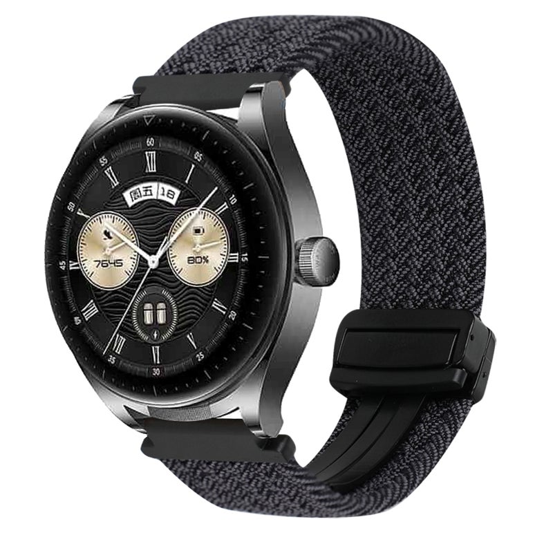 erorex For Huawei Watch Buds 22Mm Magnetic Buckle Braided Watch Band(Black) - Image 1