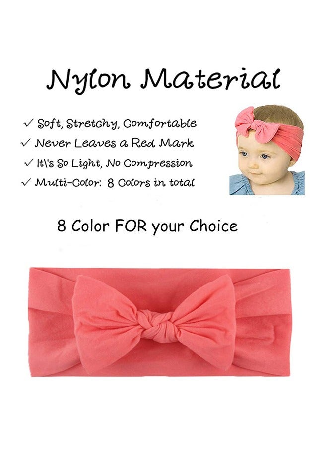 Sharpdo 8-Piece Baby Girls Headband Stretchy Nylon Soft Headband with Bowknot for Baby Toddler Girls - Image 3