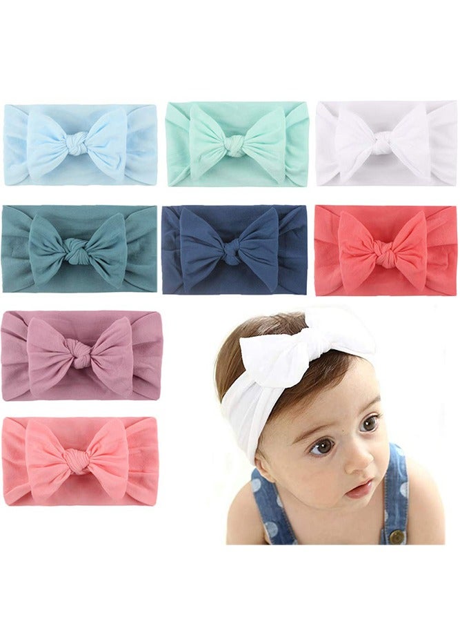 Sharpdo 8-Piece Baby Girls Headband Stretchy Nylon Soft Headband with Bowknot for Baby Toddler Girls - Image 1