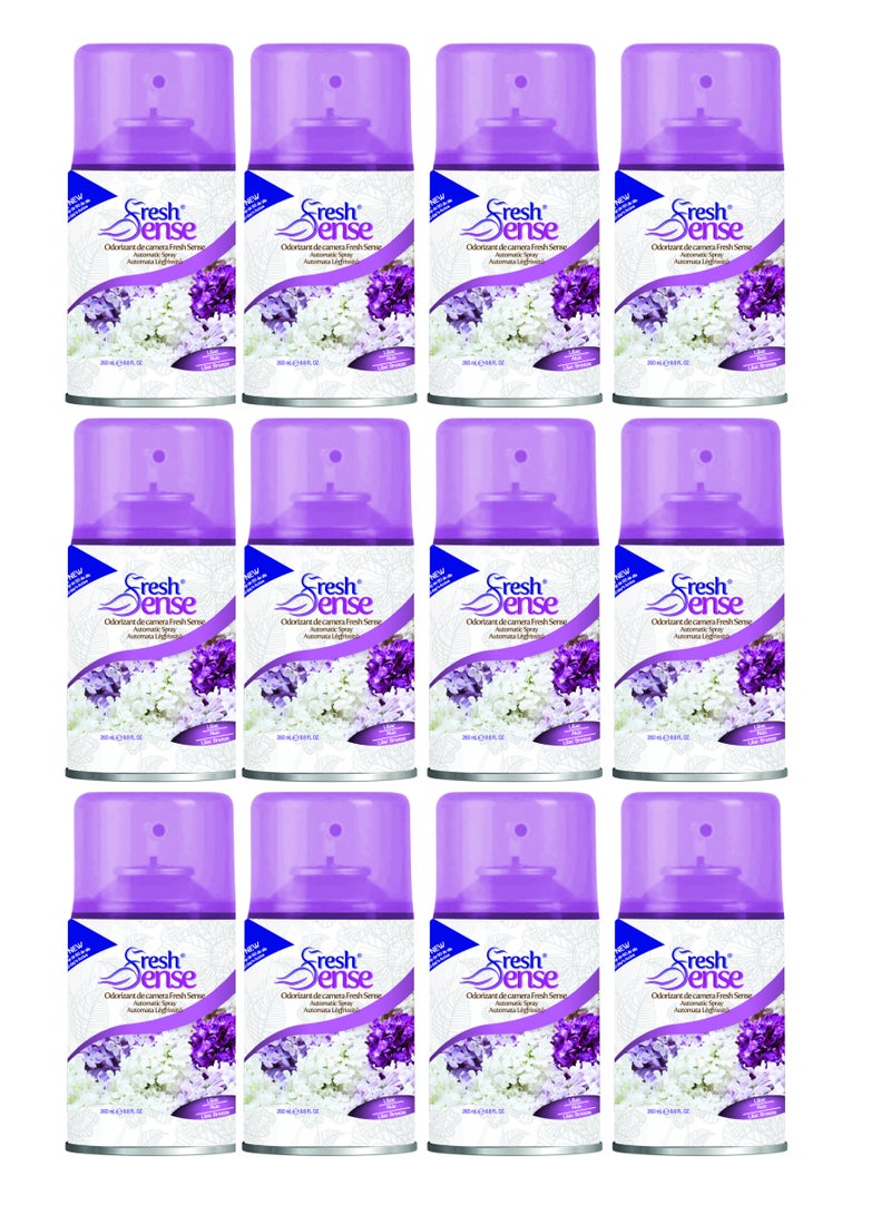 Fresh Sense LILAC Refill - PACK of 12 x 260ml - Automatic Spray Auto Spray Air Freshener for Home Bathroom Toilet Office Neutralizes Bad Odors FRESH SENSE - Image 1