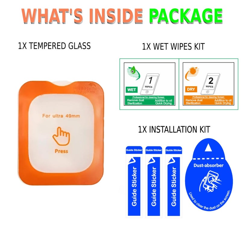 SPCORE Full Glue Tempered Glass Screen Protector Compatible For Apple Watch Ultra (49Mm) Glass Film (Pack Of 1) With Easy Installation Kit for Smartwatch [Transparent] - Image 5