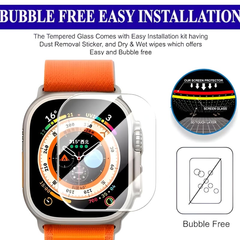 SPCORE Full Glue Tempered Glass Screen Protector Compatible For Apple Watch Ultra (49Mm) Glass Film (Pack Of 1) With Easy Installation Kit for Smartwatch [Transparent] - Image 2